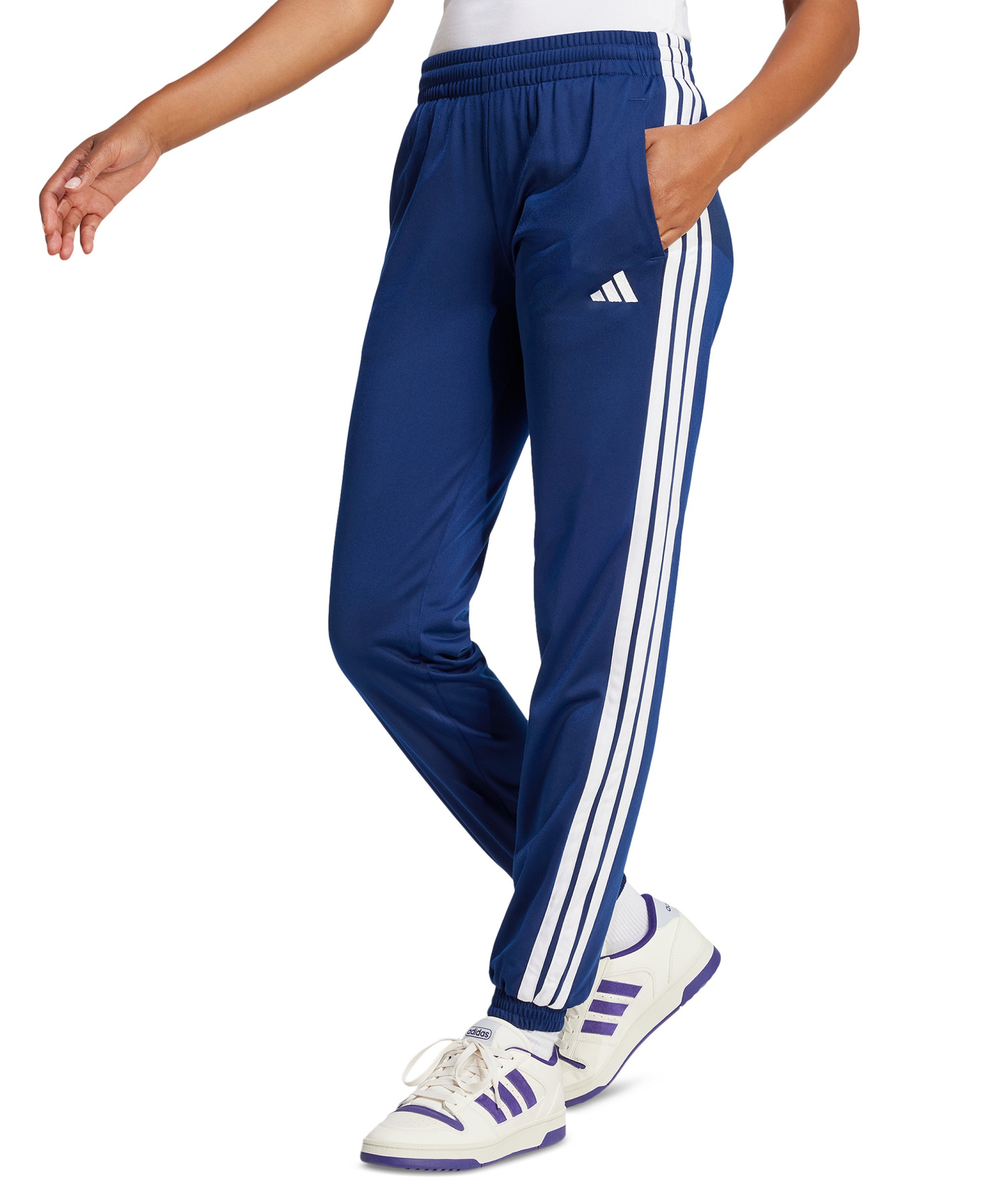 adidas Women's Tricot 3-Stripes Track Pants - Dark Blue/white