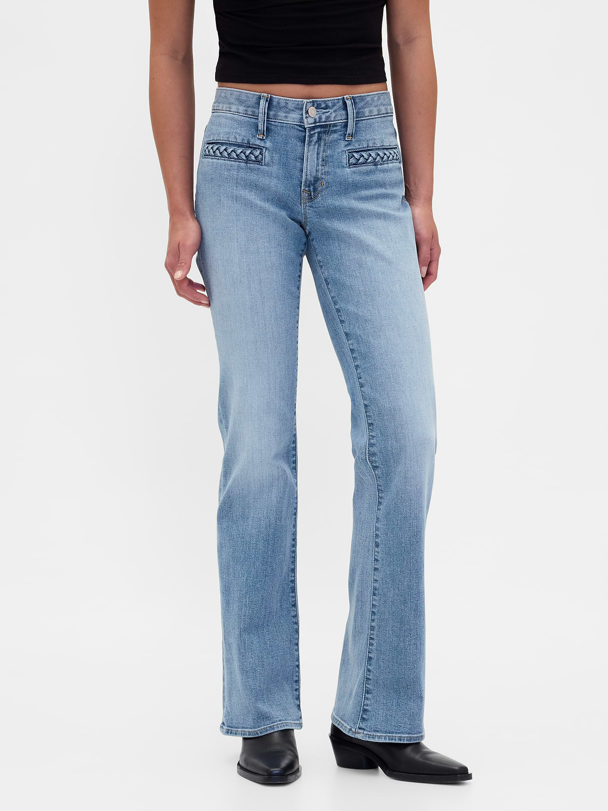 Low Rise Long & Lean Split-Hem Jeans - Light indigo