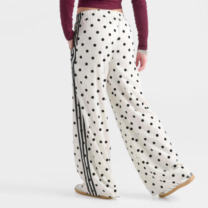 Women's adidas Originals Firebird Polka Dot Satin Wide-Leg Track Pants - Off White