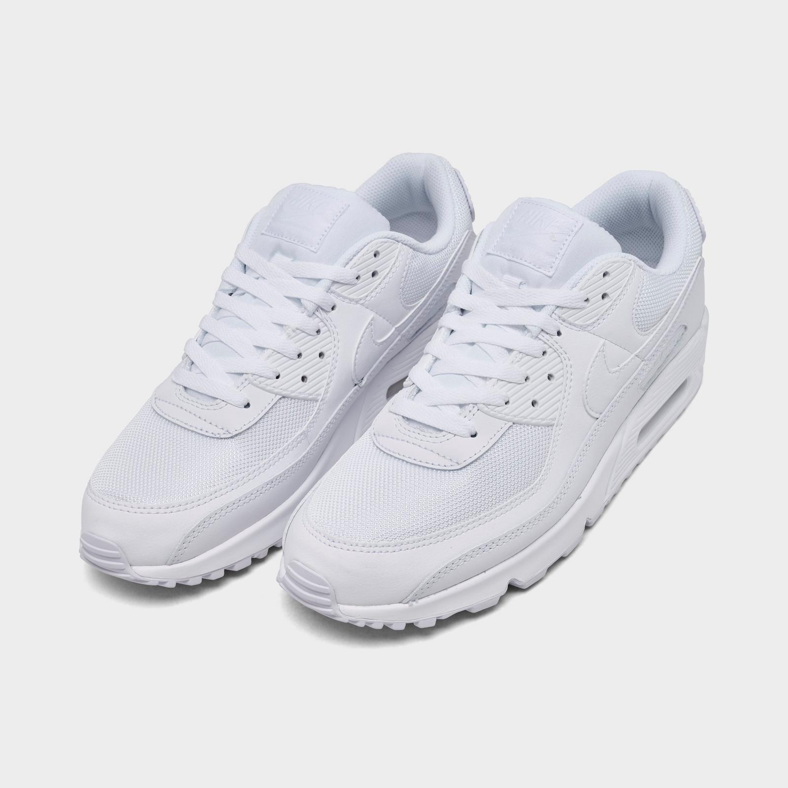 Men's Nike Air Max 90 Casual Shoes - White/White/Wolf Grey/White