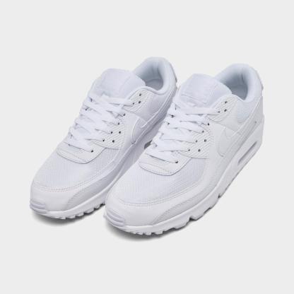 Men's Nike Air Max 90 Casual Shoes - White/White/Wolf Grey/White