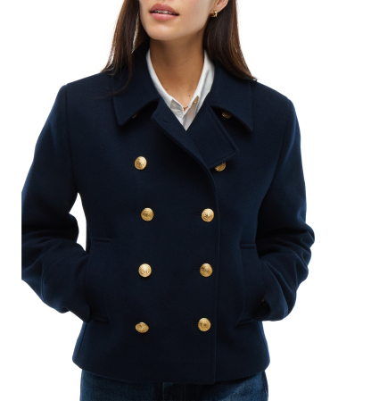 Tommy Hilfiger Women's American Icons Double-Breasted Wool-Blend Peacoat, Macy's Exclusive - Dark Blue
