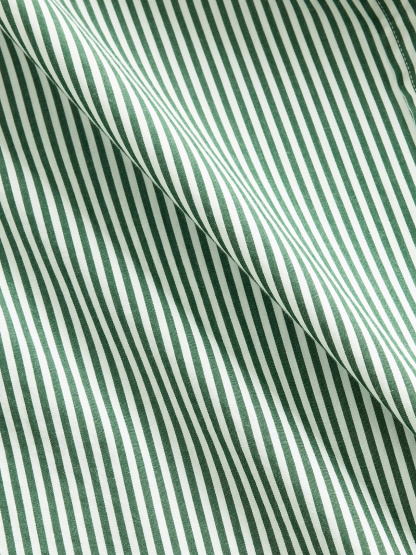 Organic Cotton Poplin Stripe Big Shirt - Green stripe
