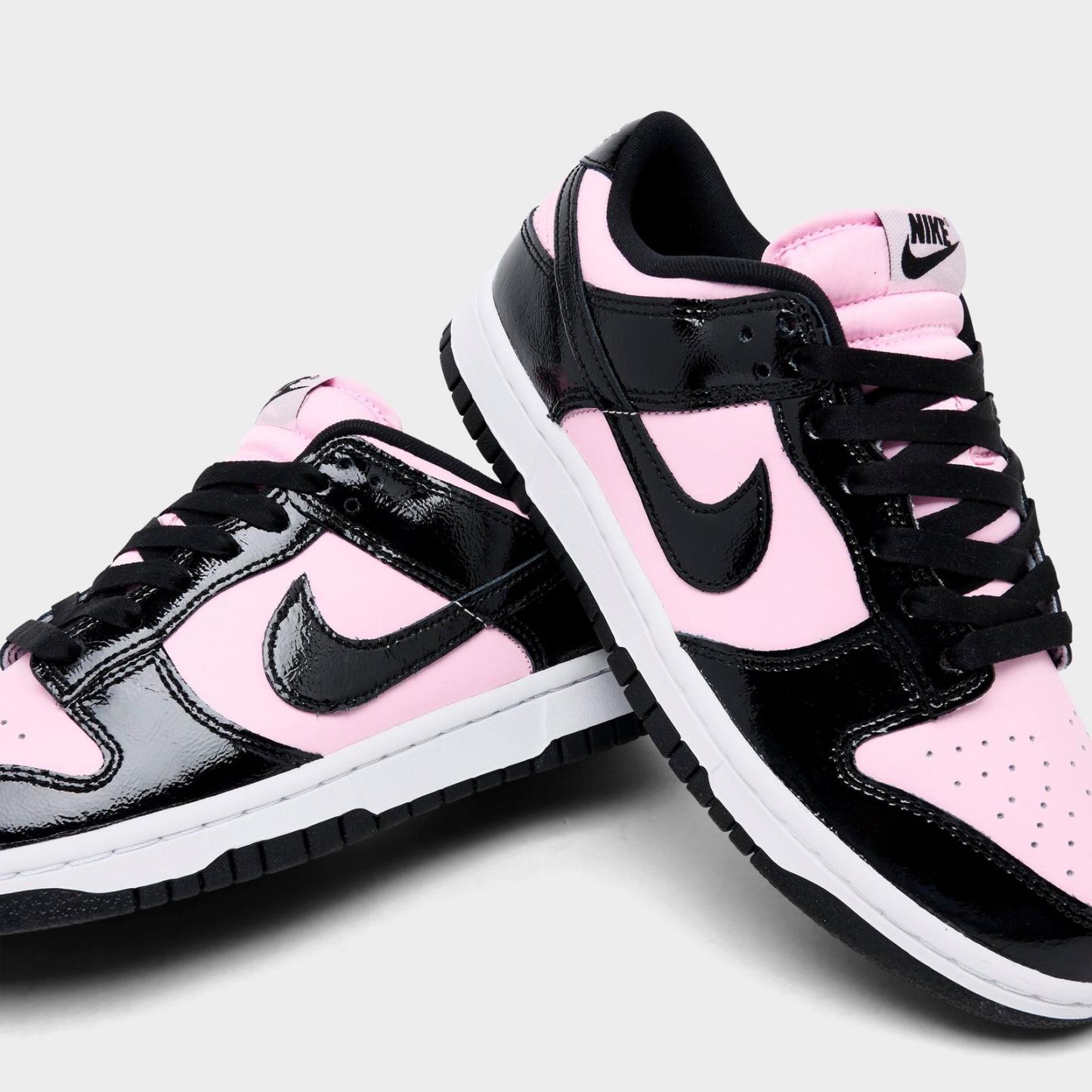 Women's Nike Dunk Low Patent Leather Casual Shoes - Pink Foam/Black/White