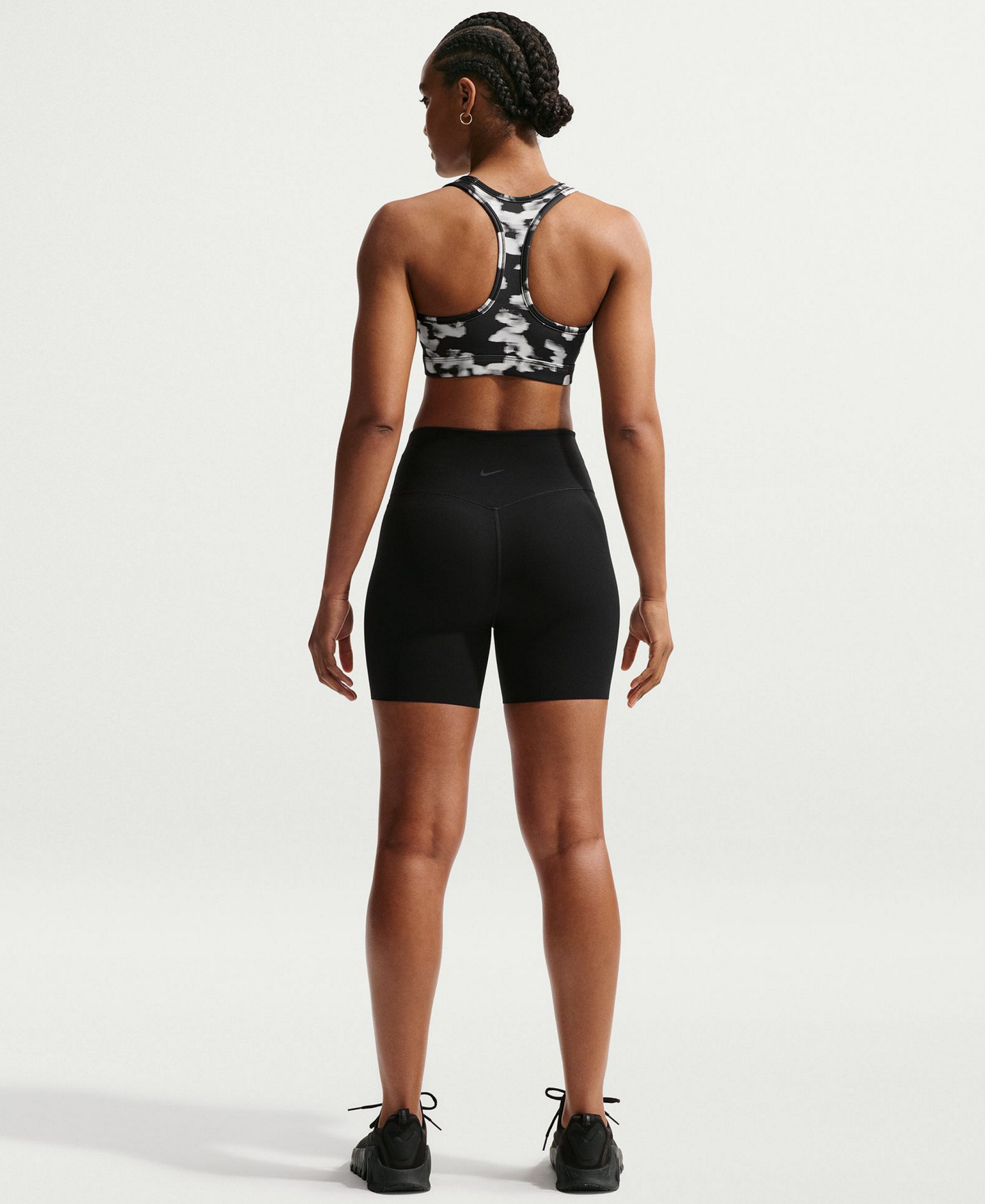 Nike Women's Swoosh Medium Support Padded Printed Sports Bra - Black/White