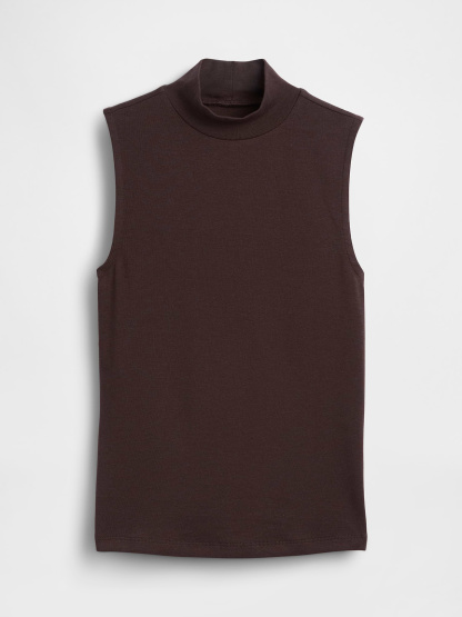 Modern Mockneck Tank Top - Terra brown