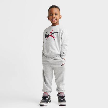Kids' Toddler Jordan Jumpman Swoosh Crewneck Sweatshirt and Jogger Pants Set - Light Grey Heather - view 1
