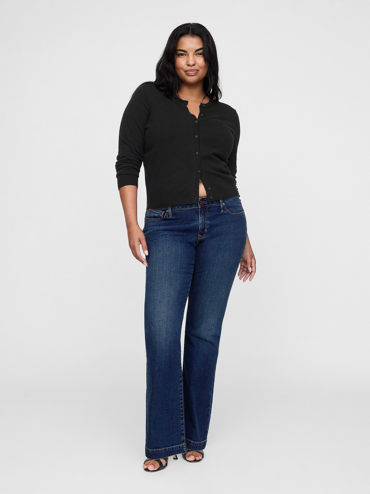 Low Rise Long & Lean Split-Hem Jeans - Dark indigo
