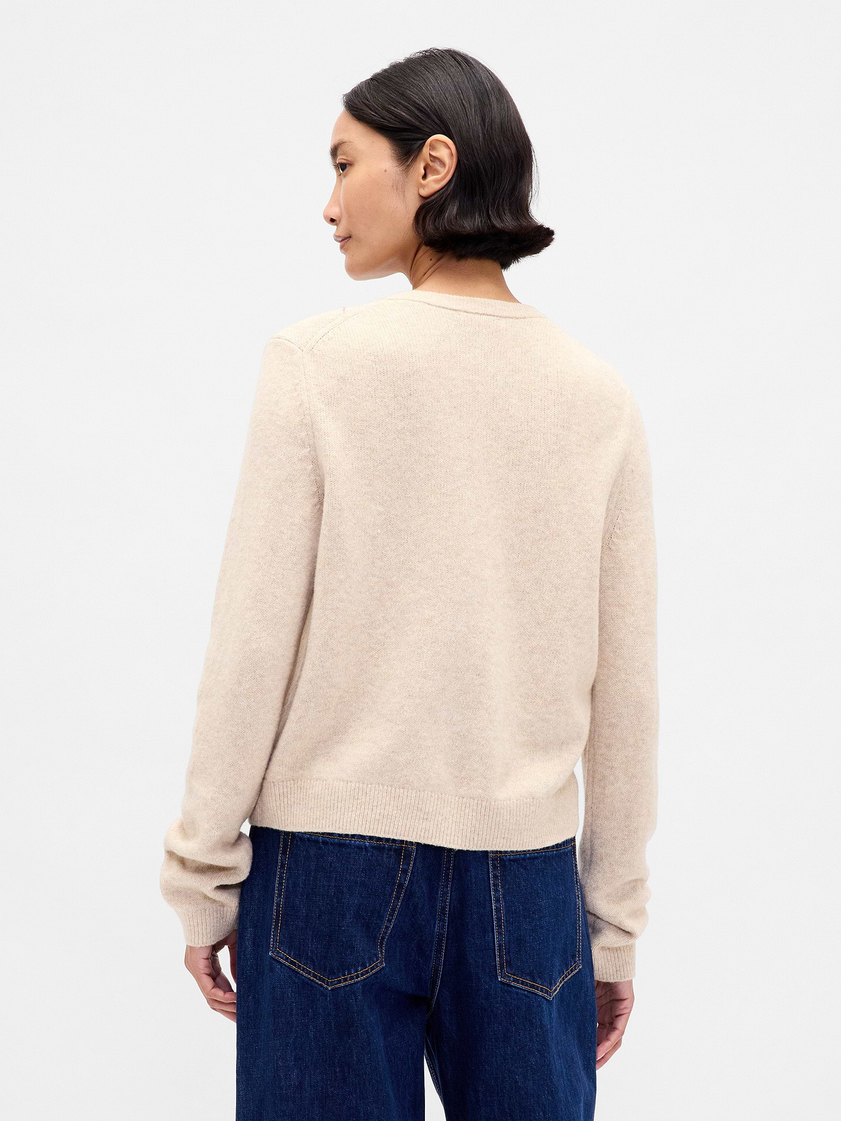 CashSoft Crop Cardigan - Winter beige argyle