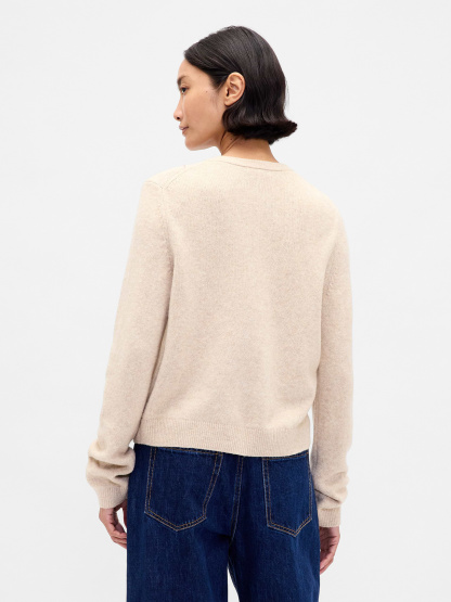 CashSoft Crop Cardigan - Winter beige argyle