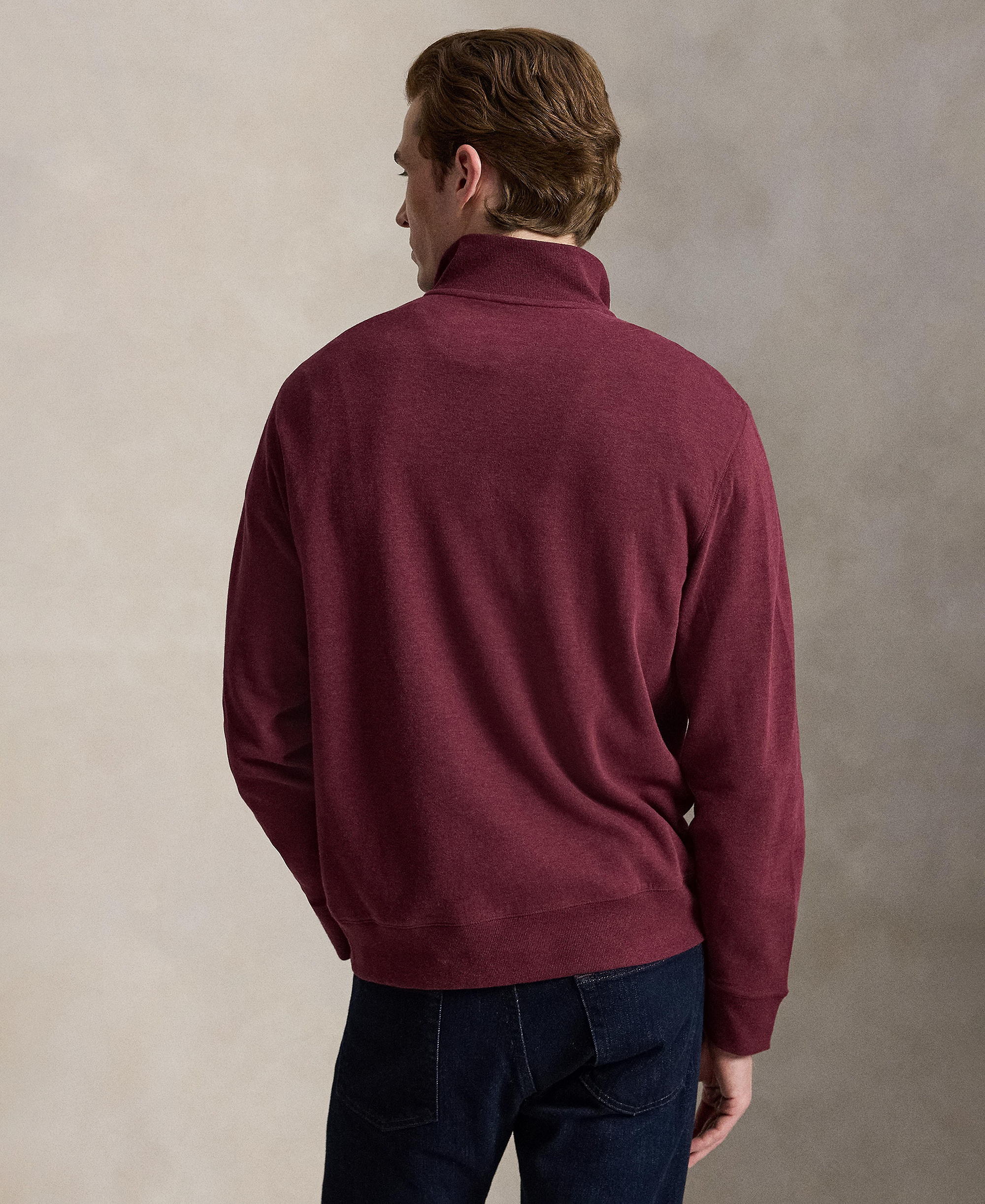 Polo Ralph Lauren Men's Luxury Jersey Quarter-Zip Pullover Sweater - Spring Wine Heather
