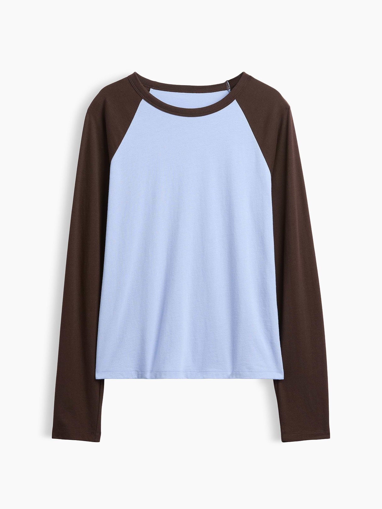 Organic Cotton VintageSoft Raglan T-Shirt - Air stream blue & terra brown