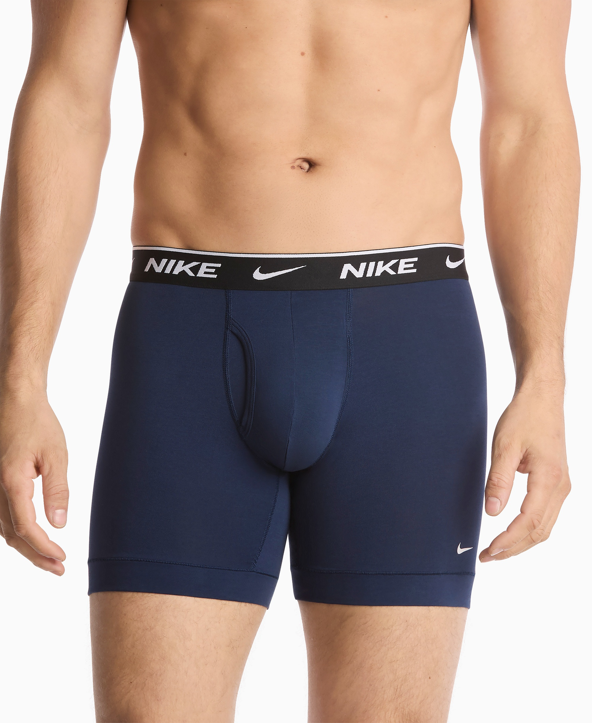 Nike Mens Dri-FIT Essential Cotton Stretch Boxer Briefs, 3-Pack - Obsidian/Game Royal/Black