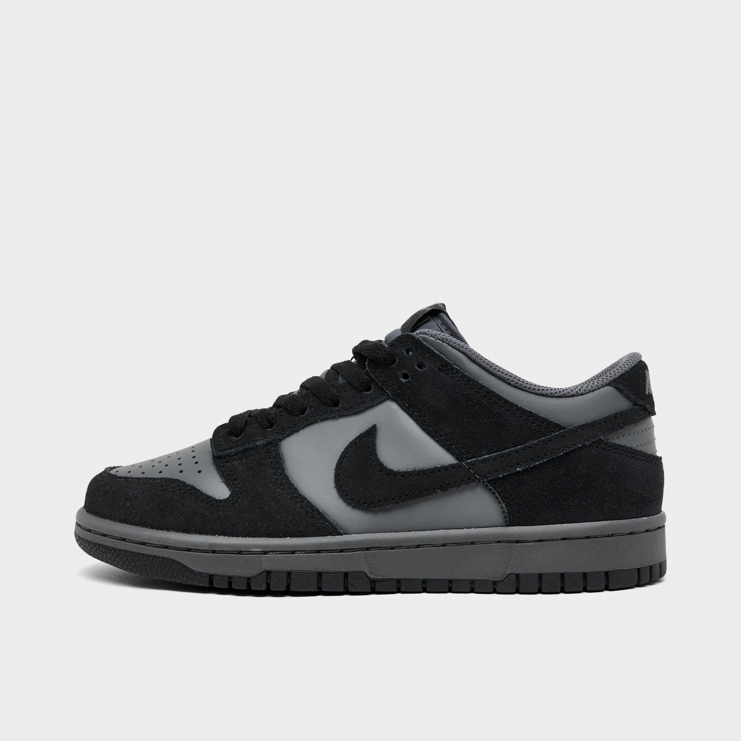 Big Kids' Nithtke Dunk Low Casual Shoes - Part 1 - Iron Grey/Black - Left shoe facing left. Outside of the shoe.