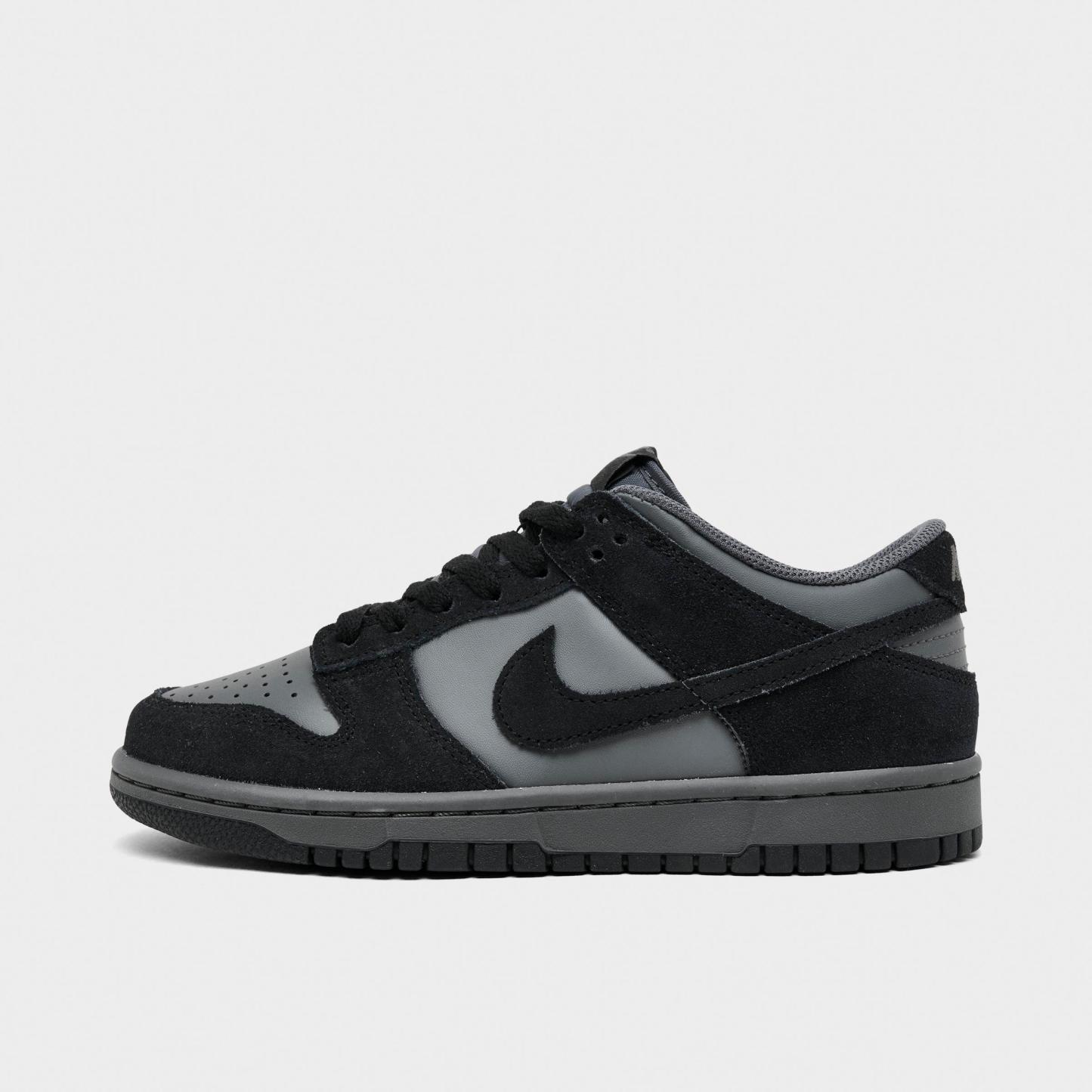 Big Kids' Nithtke Dunk Low Casual Shoes - Part 1 - Iron Grey/Black - Left shoe facing left. Outside of the shoe.