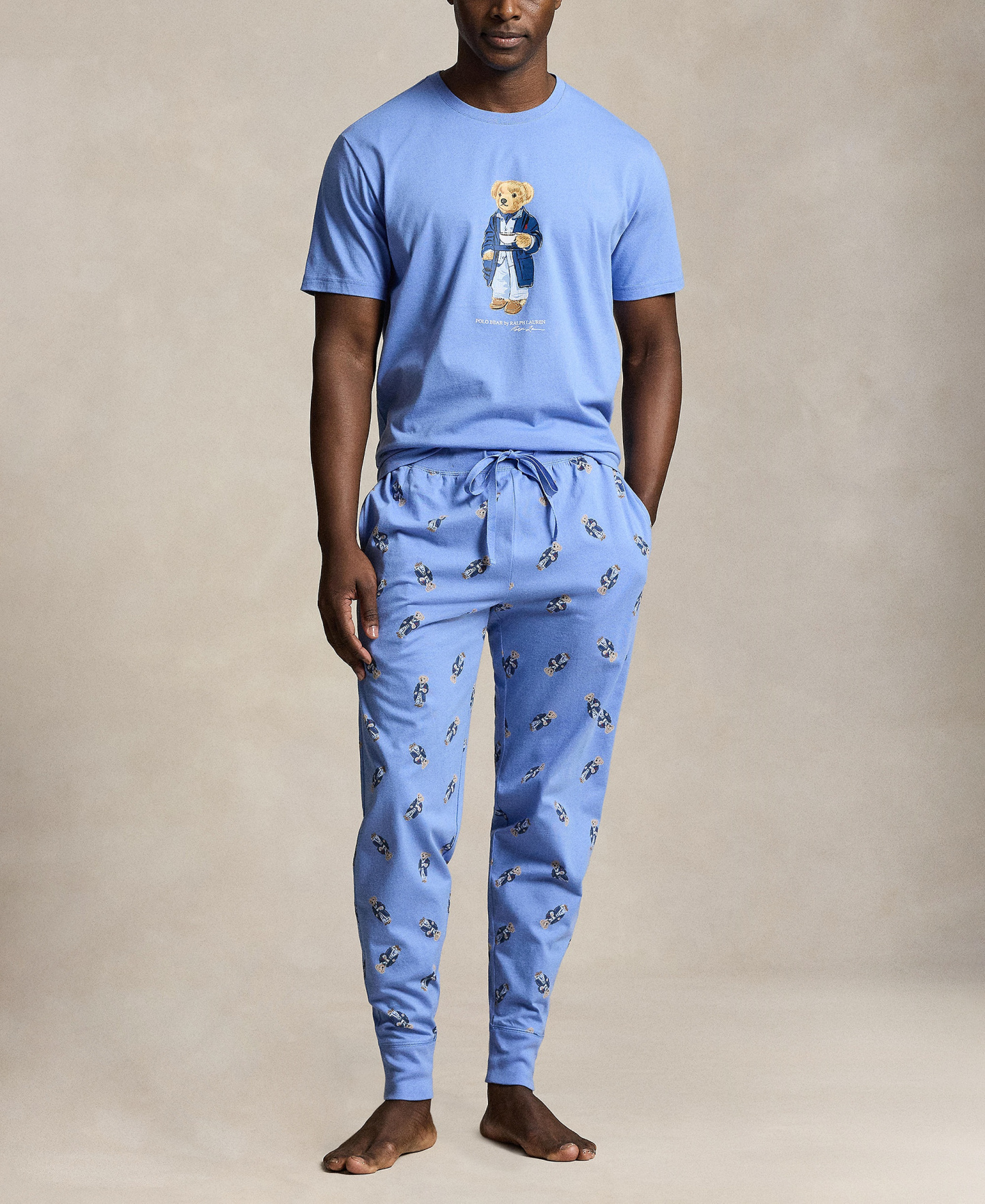 Polo Ralph Lauren Men's Short-Sleeve T-Shirt and Jogger Pants, 2-Piece Set - Harbor Island Blue/ Morning Robe Bear