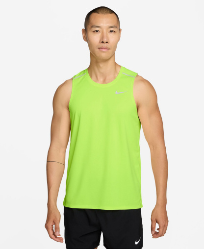 Nike Men's Miler Dri-Fit Running Tank Top - Volt Ice/Reflective Silver