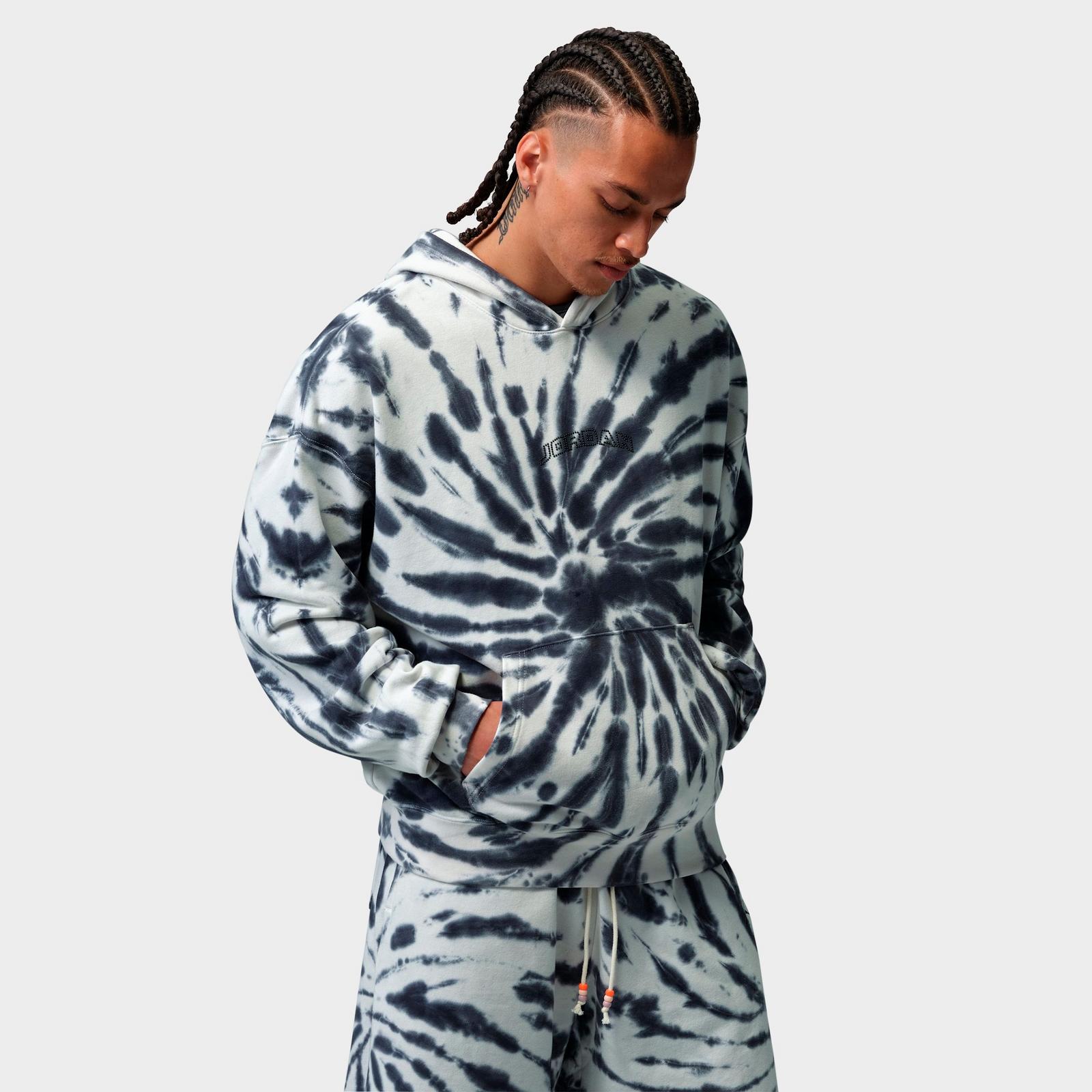 Men's Jordan Brooklyn Fleece Tie-Dye Festival Pullover Hoodie - Sail/Off-Noir/Black - view 1