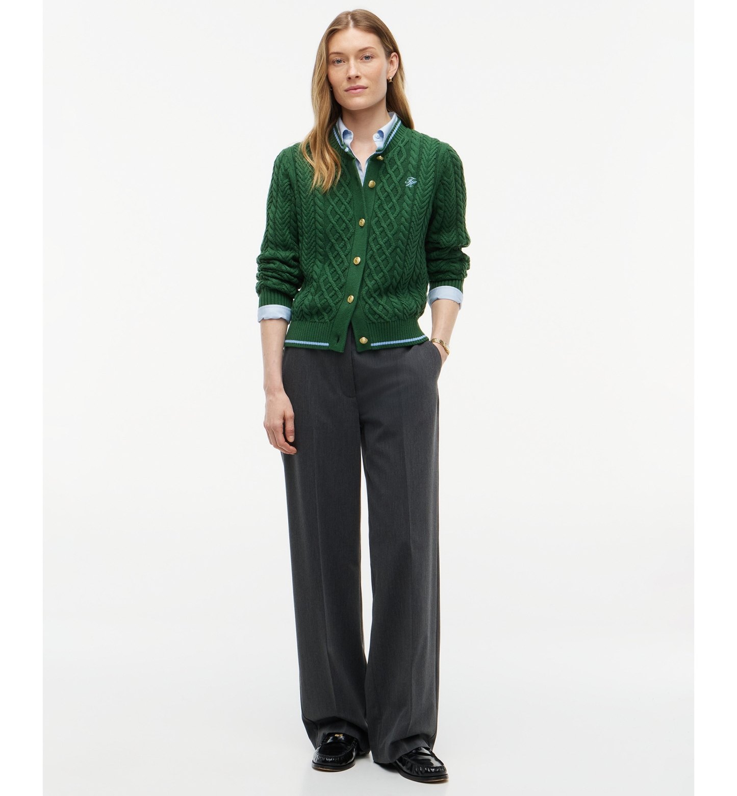 Tommy Hilfiger Women's Heritage Cable Long-Sleeve Cardigan Sweater - Deep Evergreen