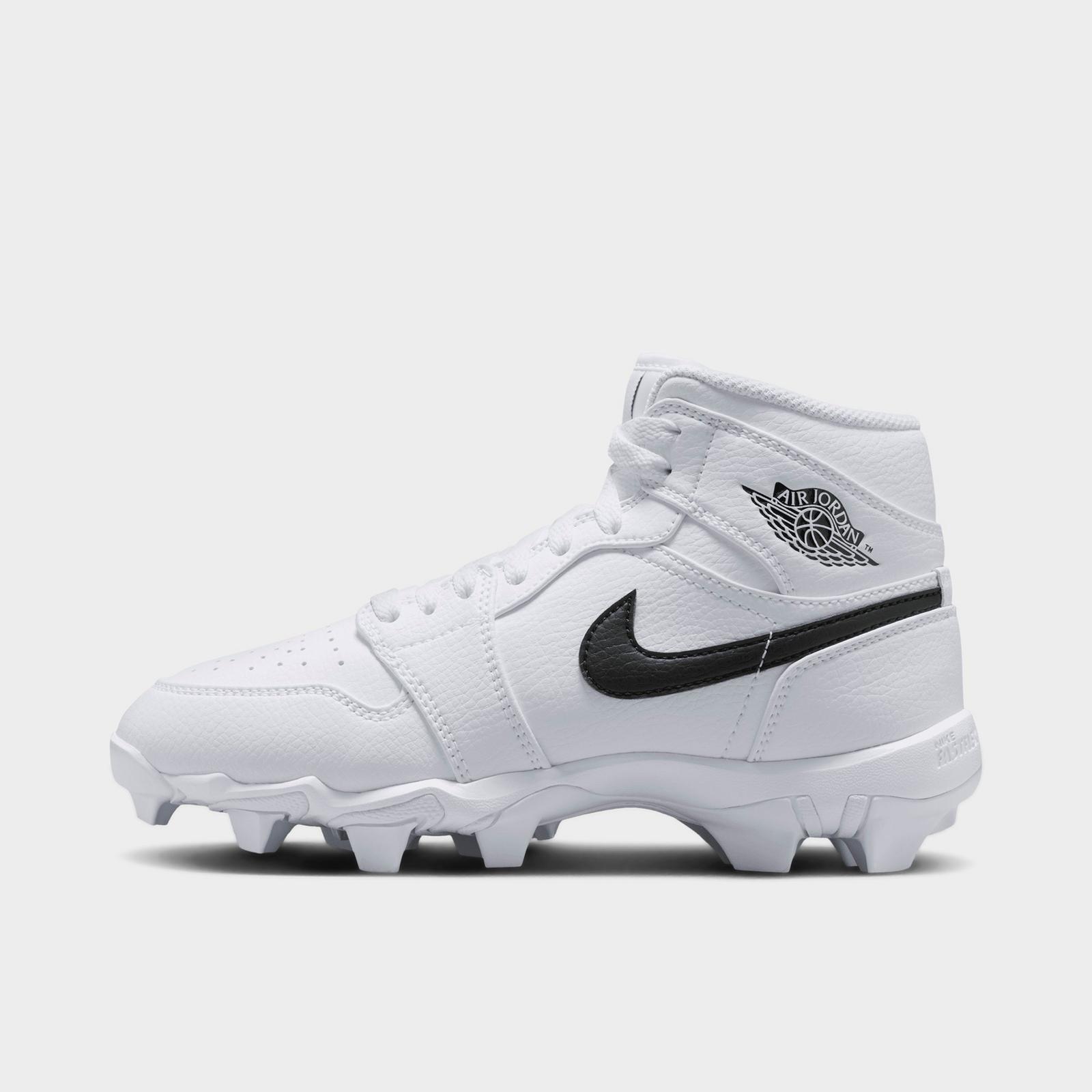 Big Kids' Air Jordan Retro 1 Mid Cleats - White/Black - view 1