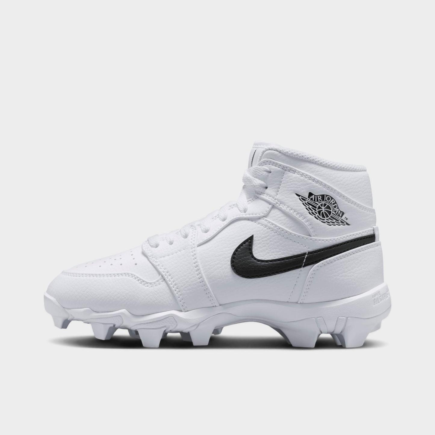 Big Kids' Air Jordan Retro 1 Mid Cleats - White/Black - view 1
