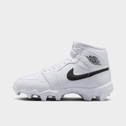 Big Kids' Air Jordan Retro 1 Mid Cleats - White/Black - view 1