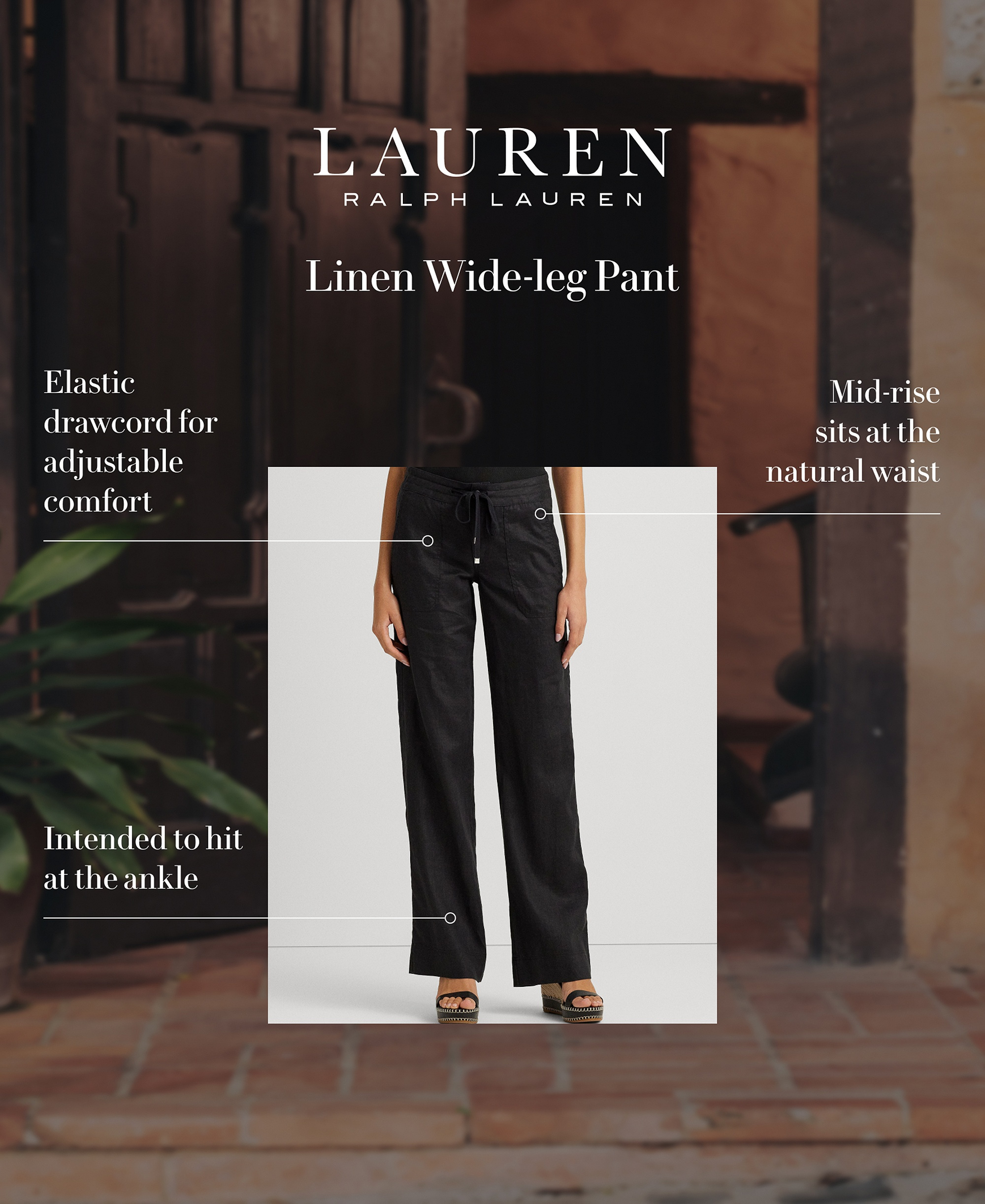 Lauren Ralph Lauren Women's Wide-Leg Linen Pants - Polo Black