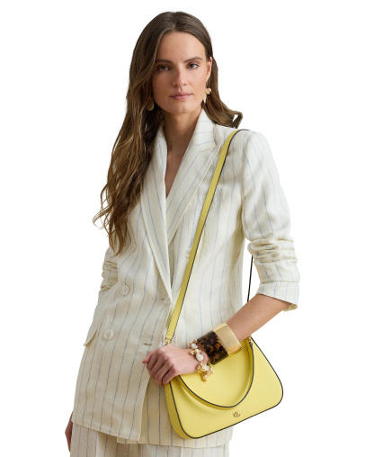 Lauren Ralph Lauren Danni Crosshatch Small Leather Slim Shoulder Handbag - Yellow