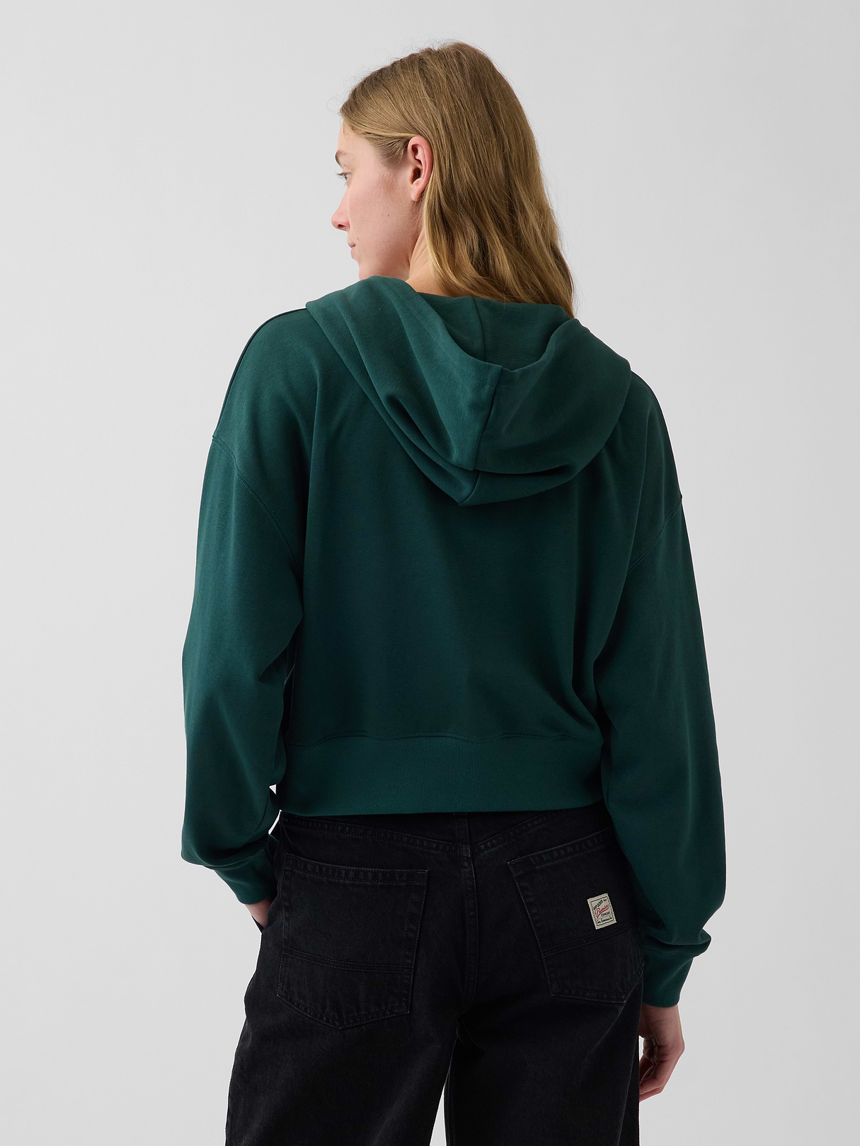 VintageSoft Terry Oversized Wedge Zip Hoodie - Dark green