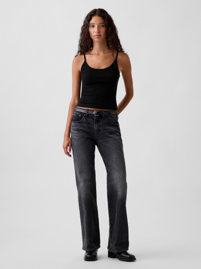 Mid Rise Relaxed Flare Jeans - Black wash