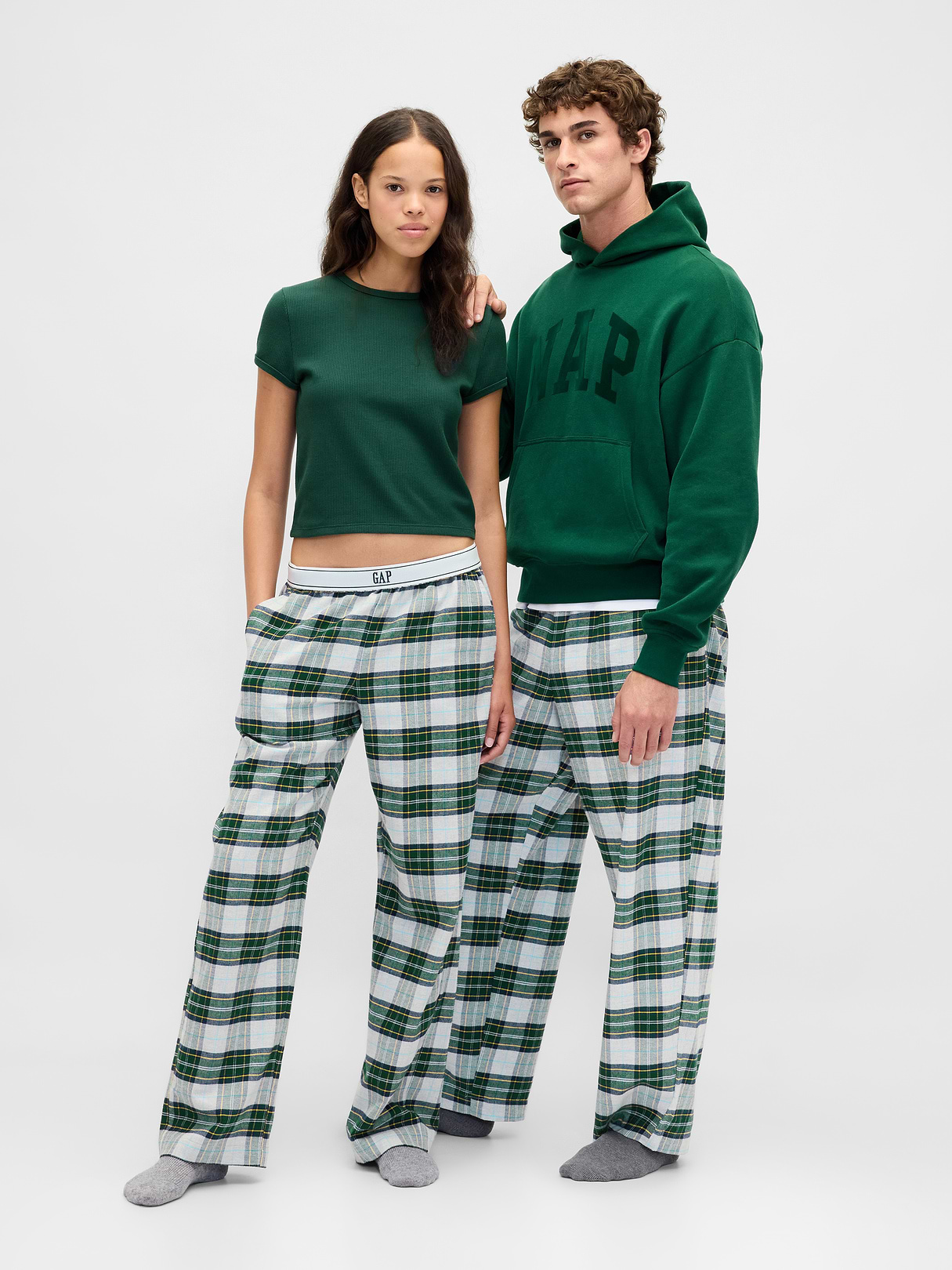 Adult Softest Flannel PJ Pants - Green plaid