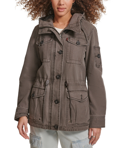 Levi's Women's Hooded Military Jacket - Grey