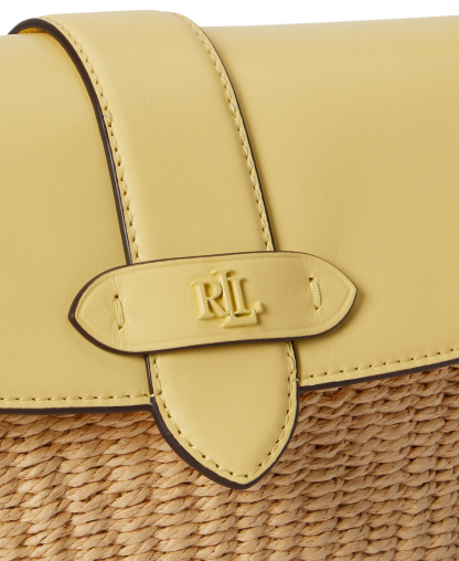 Lauren Ralph Lauren Lynden Small Straw-Leather Shoulder Bag - Yellow