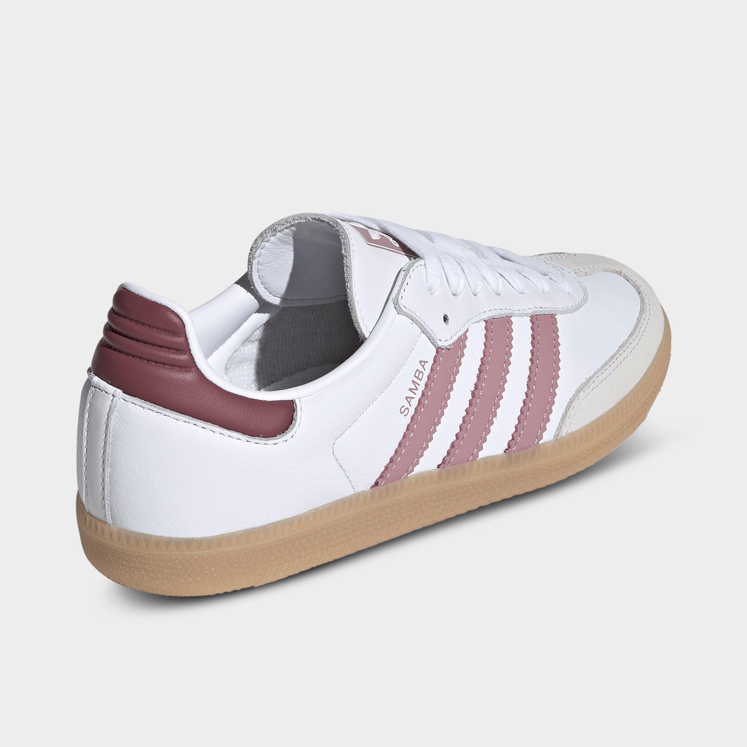 Women's adidas Originals Samba OG Casual Shoes - Part 1 - Cloud White/Magic Mauve/Burgundy - Back view