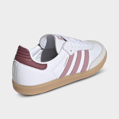 Women's adidas Originals Samba OG Casual Shoes - Part 1 - Cloud White/Magic Mauve/Burgundy - Back view