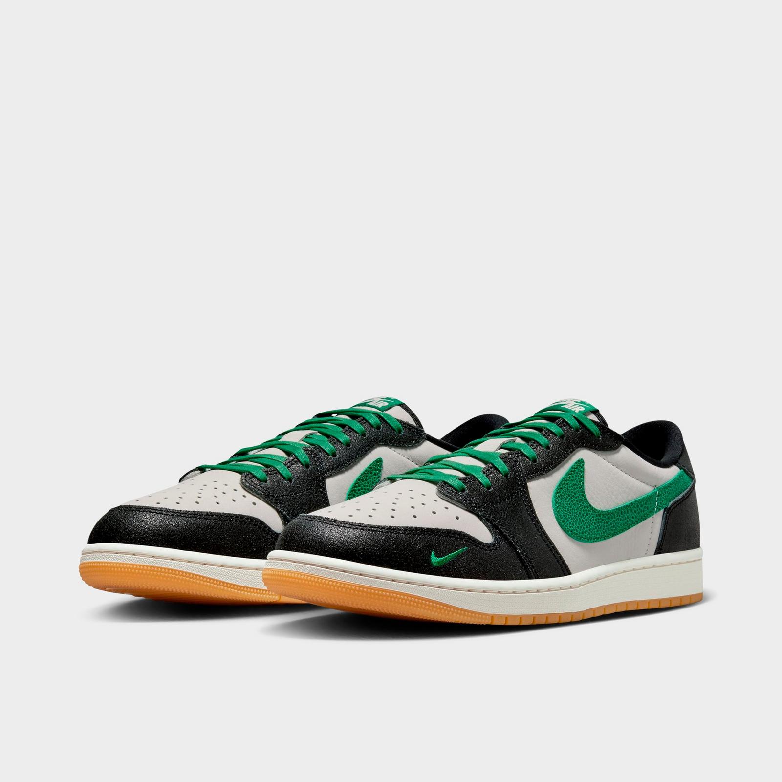 Men's Air Jordan Retro 1 Low OG Casual Shoes - Phantom/Pine Green/Black - view 2