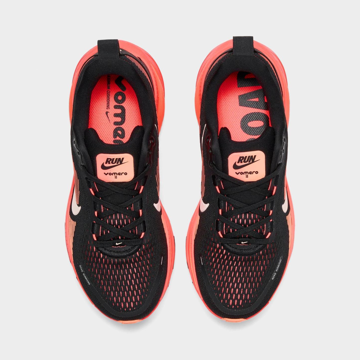 Women's Nithtke Vomero 18 Running Shoes - Part 2 - Black/Washed Coral/Hot Lava/Bright Mango - Top view