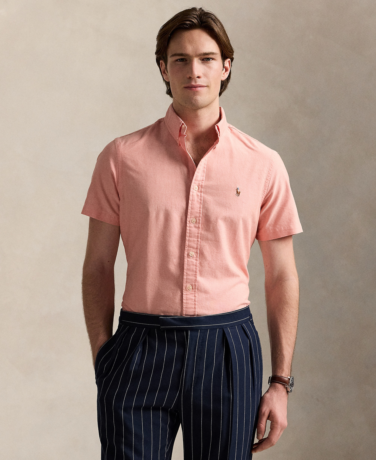Polo Ralph Lauren Men's Classic-Fit Short-Sleeve Oxford Shirt - Kona Orange