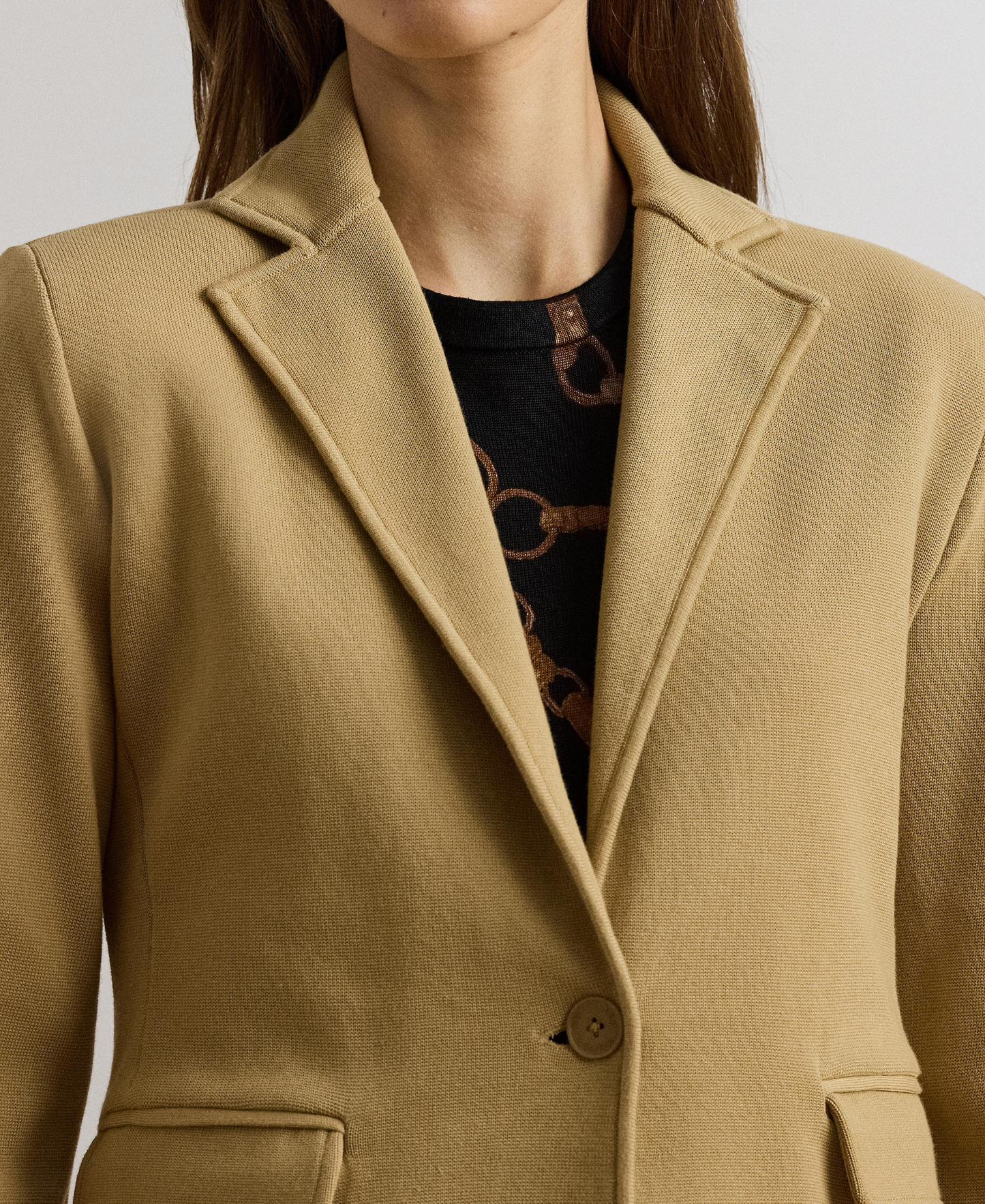 Lauren Ralph Lauren Women's Cotton-Blend Sweater Blazer - Tan