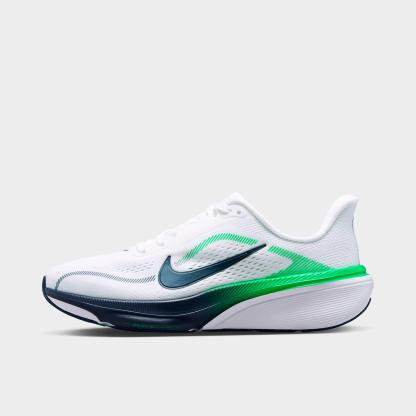 Big Kids' Nithtke Pegasus 42 Running Shoes - White/Green Spark/Midnight Navy - Left shoe facing left. Outside of the shoe.
