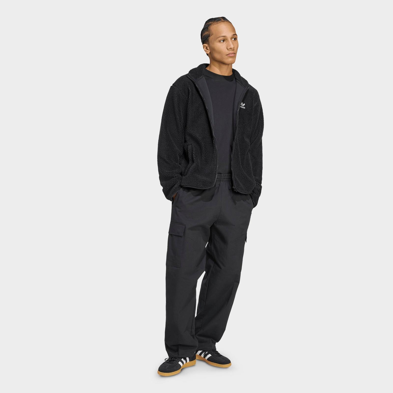 Men's adidas Originals Trefoil Essentials Woven Cargo Pants - Black/White - view 2