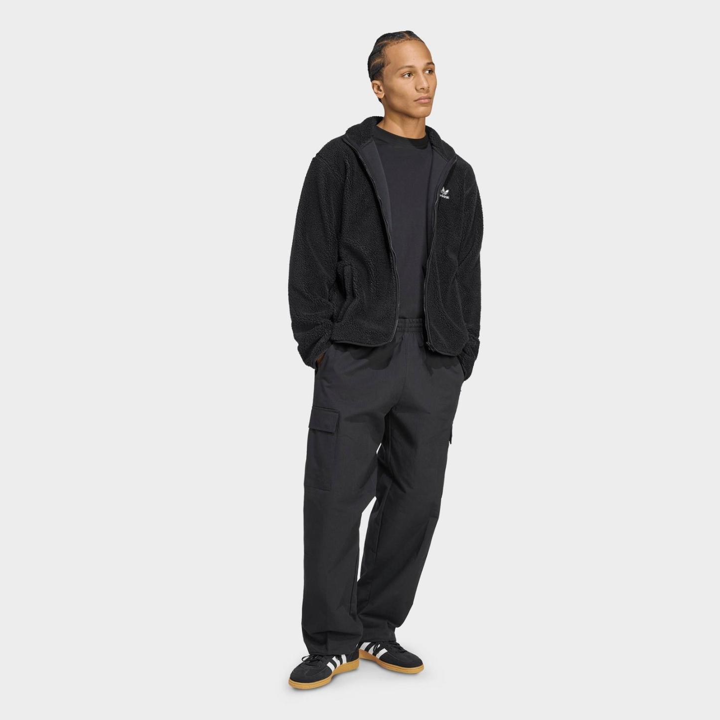 Men's adidas Originals Trefoil Essentials Woven Cargo Pants - Black/White - view 2