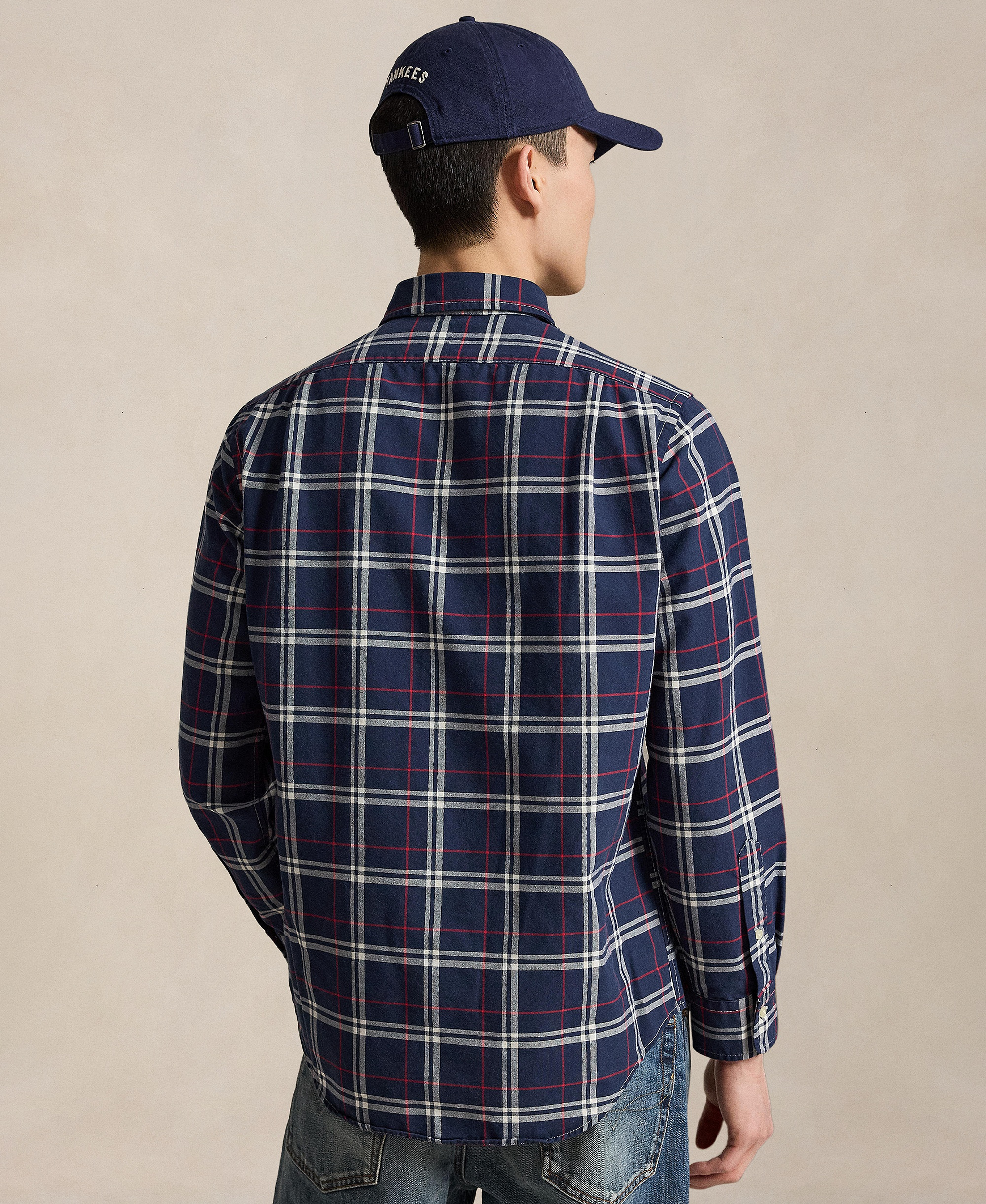 Polo Ralph Lauren Men's Classic-Fit Plaid Brushed Oxford Shirt - Navy Red White