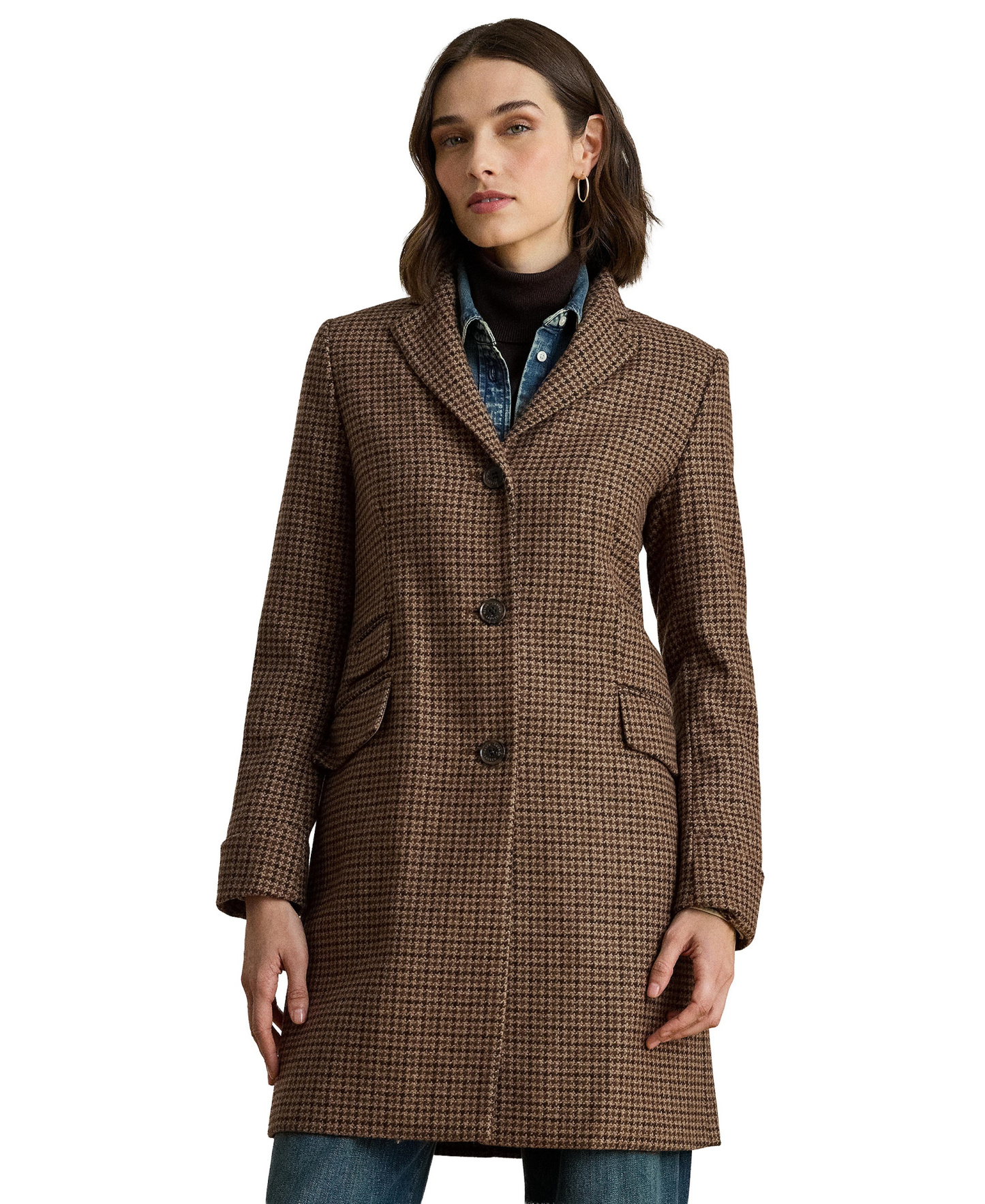 Lauren Ralph Lauren Petite Single-Breasted Wool-Blend Walker Coat, Created for Macy's - Legacy Check