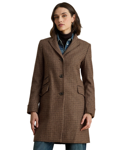 Lauren Ralph Lauren Petite Single-Breasted Wool-Blend Walker Coat, Created for Macy's - Legacy Check