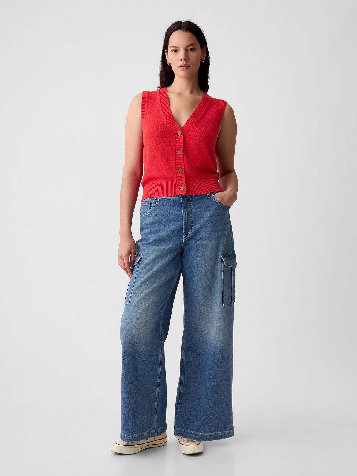High Rise Stride Wide-Leg Jeans - Cargo medium wash