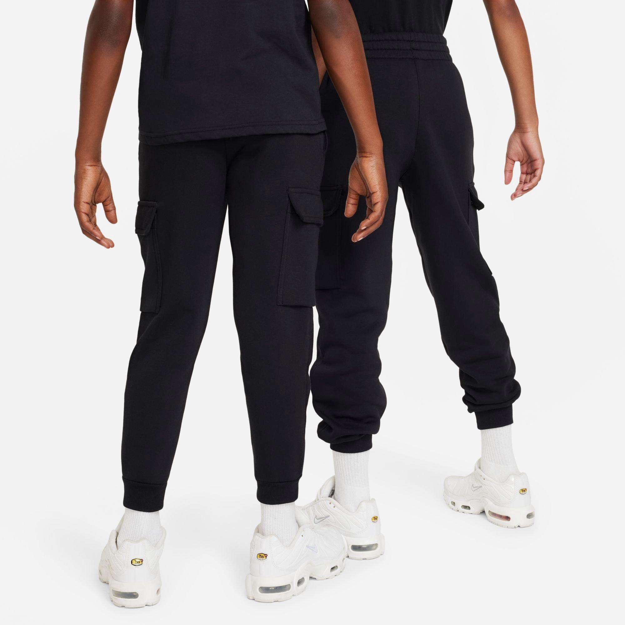 Big Kids' Nithtke Sportswear Club Fleece Cargo Jogger Pants - Black/Black/White