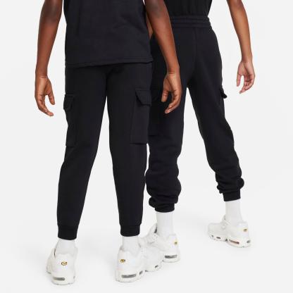 Big Kids' Nithtke Sportswear Club Fleece Cargo Jogger Pants - Black/Black/White