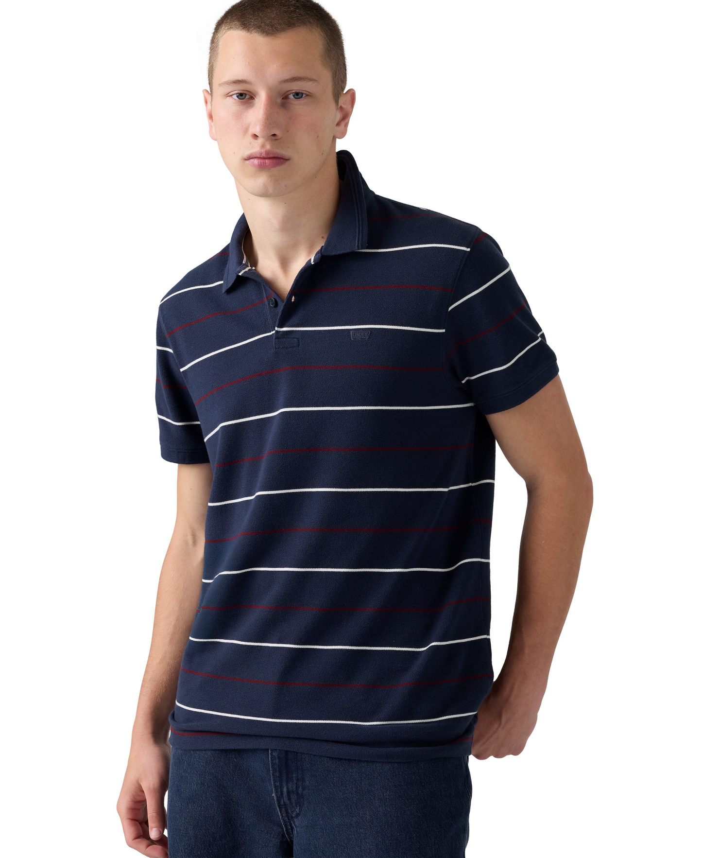 Levi's Premium Men's Original Classic Polo Shirt - Stripe Navy