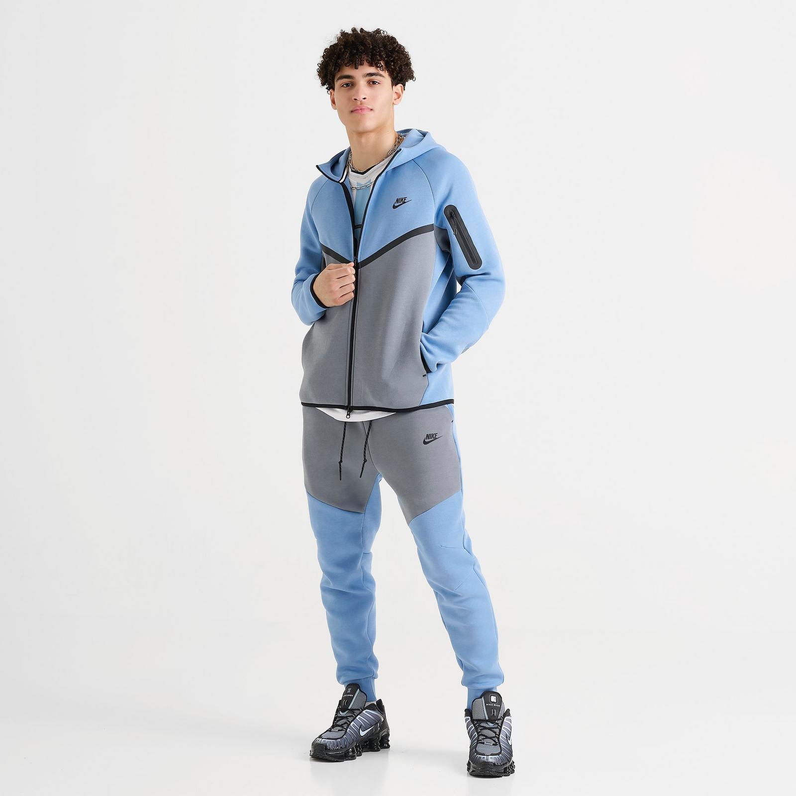 Men's Nike Tech Fleece Windrunner Full-Zip Hoodie - Work Blue/Cool Grey/Black